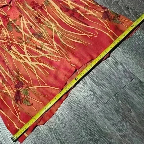 Vintage 90s  orange autumn leaves flowy button-up shirt - Picture 16 of 16